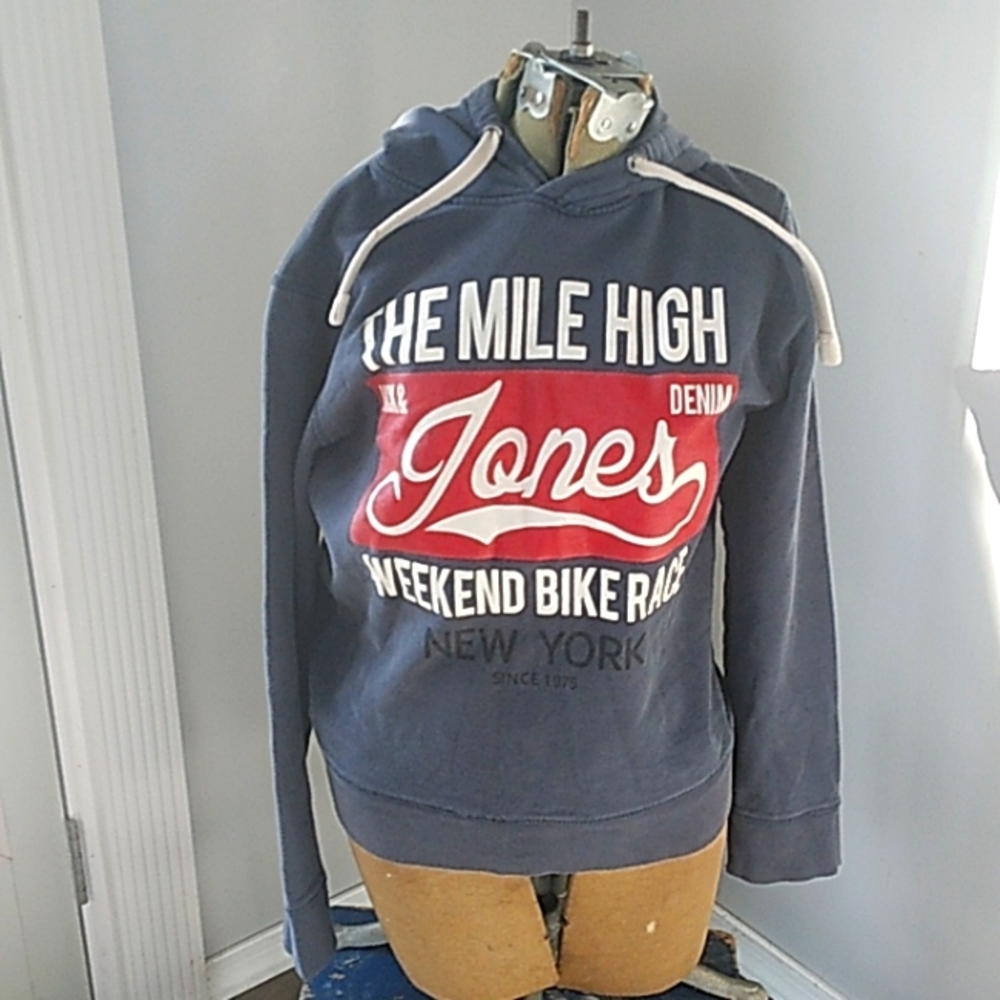 JACK & JONES VTG STYLE MILE HIGH WEEKENK 1975  NYC BIKE RACE HOODIE MENS M
